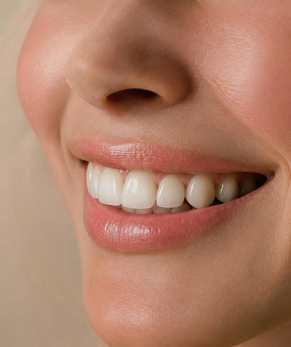 Sonrisa natural en tonos cálidos